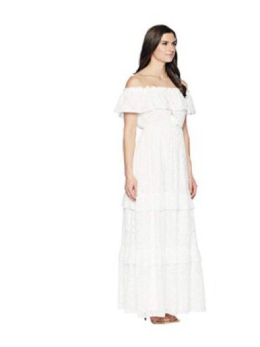 Aqua White Off-Shoulder Maxi Dress